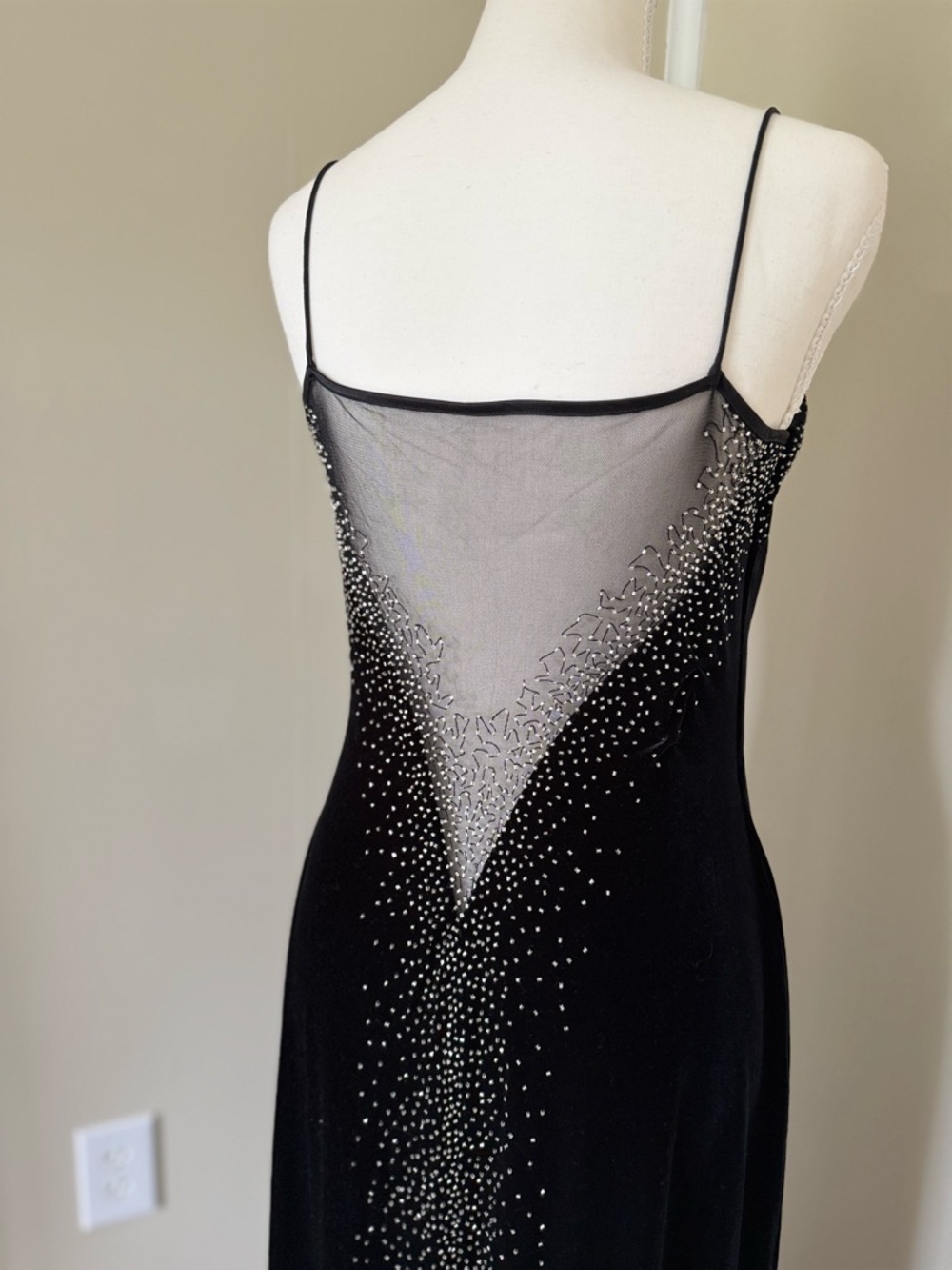 Vintage Dave & Johnny Laura Ryner Black Velvet Maxi Dress w Embellishments Y2K - Picture 4 of 14